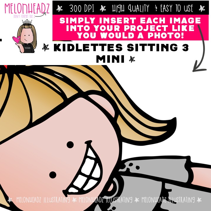 Kidlettes sitting 3 clip art, criss cross Mini - Image 3
