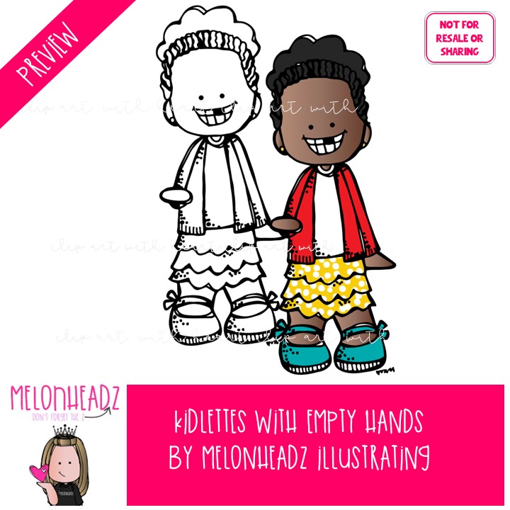 Kidlettes with empty hands clip art, hand out Mini - Image 2