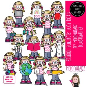 School Subjects clip art, Lucy Doris, Melonheadz Characters COMBO PACK
