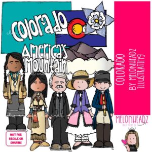 Colorado clip art, state, historical figure COLORED Version