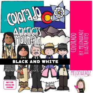 Colorado clip art, state, historical figure BLACK AND WHITE