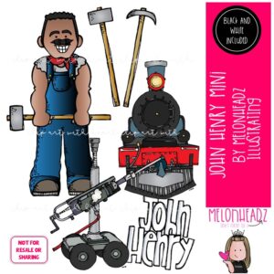 John Henry clip art, historical figure, tall tale Mini