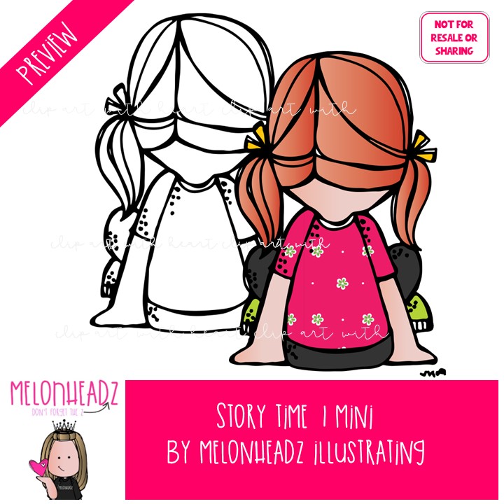 Story time clip art 1, library, reading Mini - Image 2