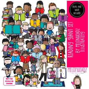 Reading clip art GIANT set, book clip art, library clip art