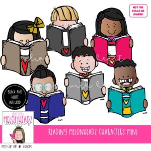 Reading clip art, Melonheadz Characters Mini