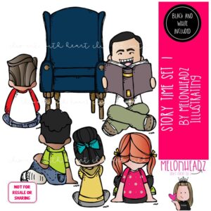 Story time clip art 1, library, reading Mini