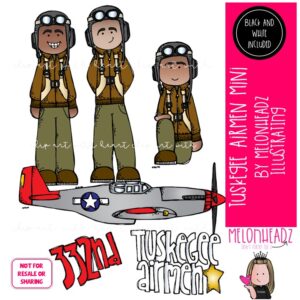 Tuskegee Airmen clip art, historical figure, Black History Mini