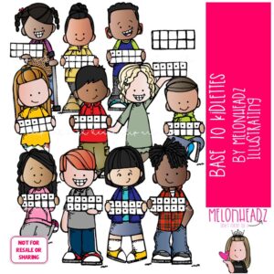 Base Ten Kidlettes clip art, math, blocks COLORED Version