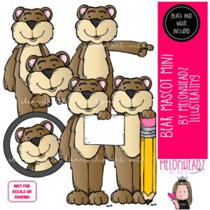 Bear Mascot clip art, School Spirit Mini