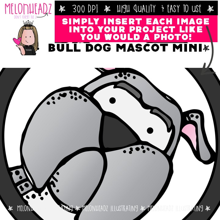 Bulldog Mascot clip art, school spirit, sports team Mini - Image 3