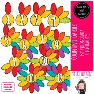 Counting Daisies clip art, math, numbers COMBO PACK
