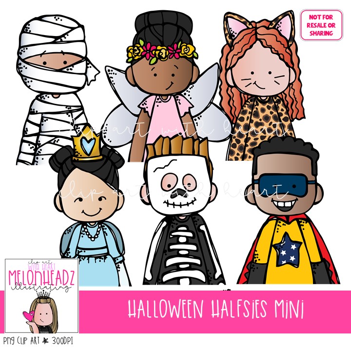 Halloween Halfsies clip art – Mini | Melonheadz Illustrating