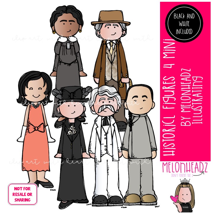 Historical Figures 4 clip art, Mark Twain, Jane Addams Mini