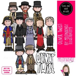 Oliver Twist clip art, literature, book companion COMBO PACK