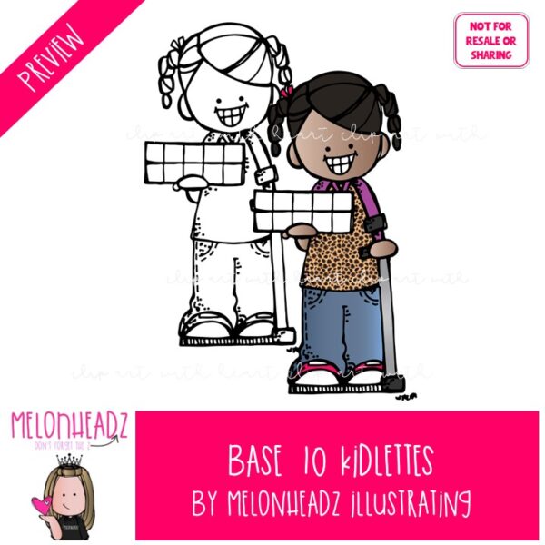Base Ten Kidlettes clip art, math, blocks COMBO PACK - Melonheadz