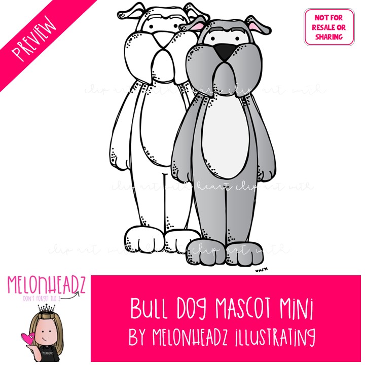 Bulldog Mascot clip art, school spirit, sports team Mini - Image 2