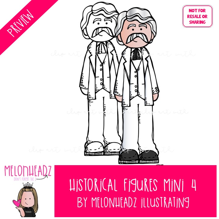 Historical Figures 4 clip art, Mark Twain, Jane Addams Mini - Image 2