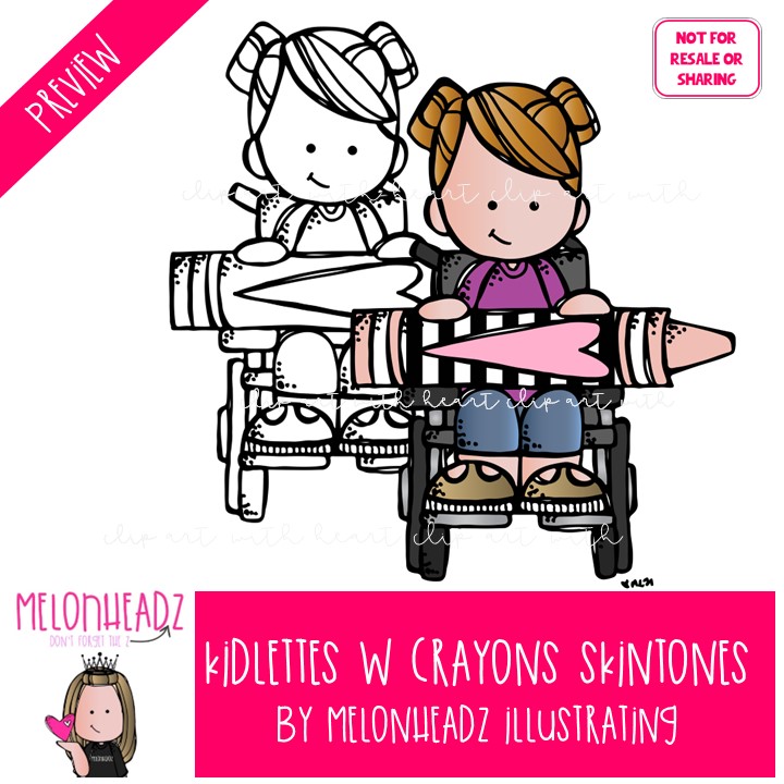 Kidlettes and Crayons clip art, Skin tones, flesh colors COMBO PACK - Image 2