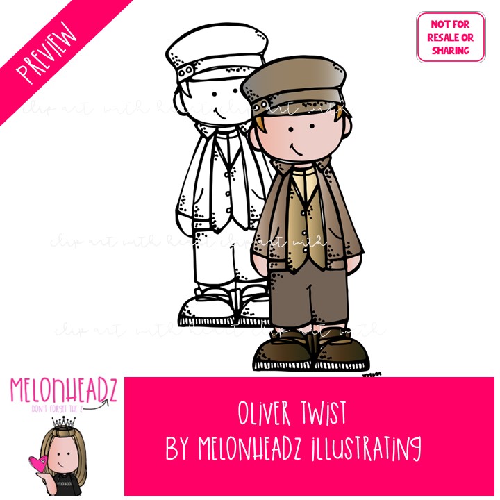 Oliver Twist clip art, literature, book companion COMBO PACK - Image 2