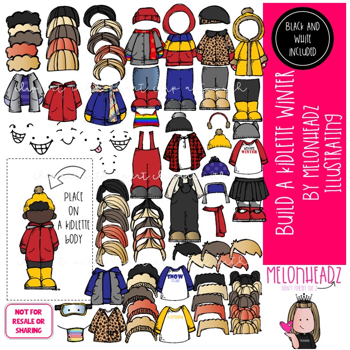 Build a Kidlette clip art - Winter - COMBO PACK