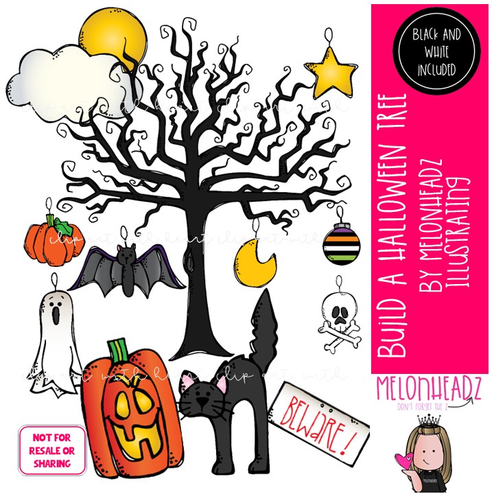 Halloween Tree clip art, Build A, mix and match COMBO PACK