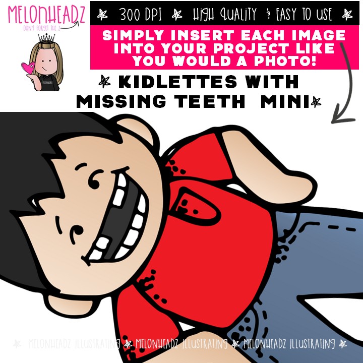 Kidlettes with missing teeth clip art, dental Mini - Image 3