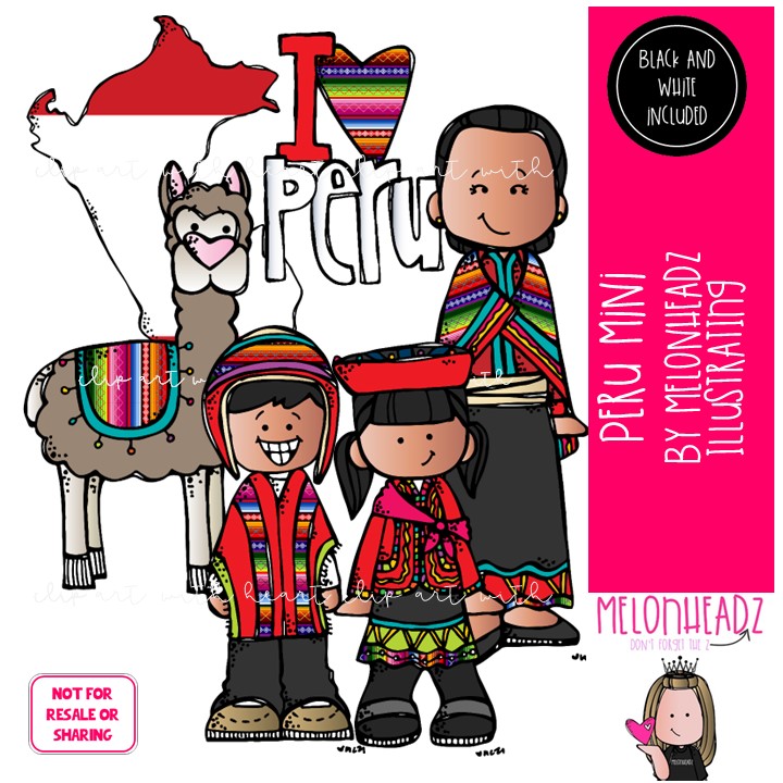 Peru clip art, map, llama Mini