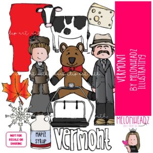 Vermont clip art, state, historical figure COLORED Version