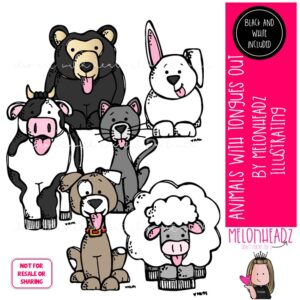 Animals with tongues out clip art Mini