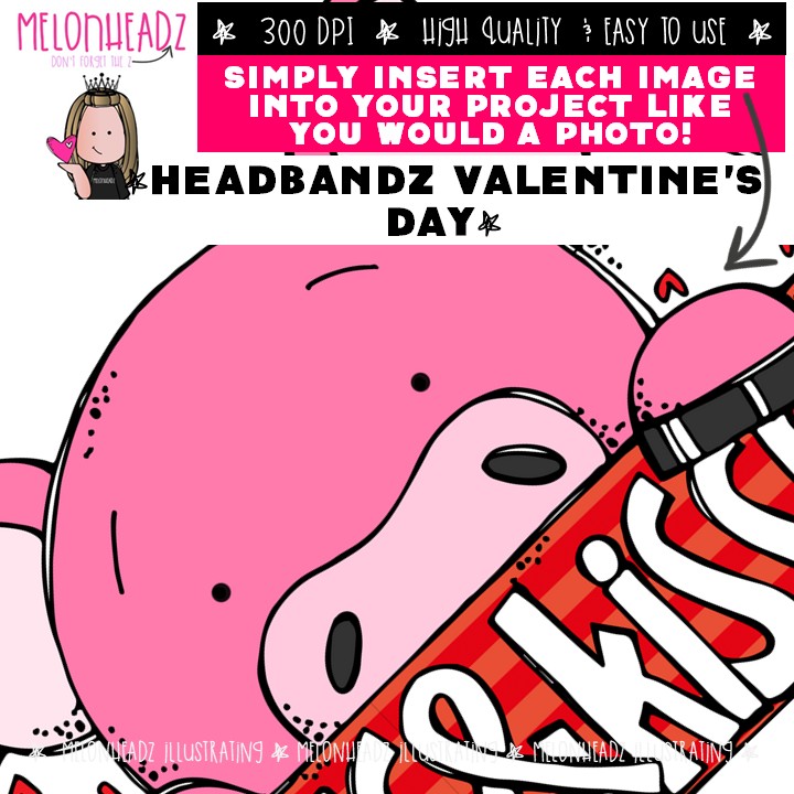 Headbandz clip art, Valentine's Day, toppers COMBO PACK - Image 3