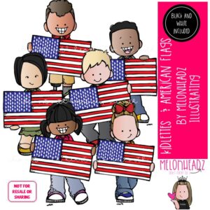 Kidlettes with American flags clip art 4th of July clip art Patriotic clip art Mini
