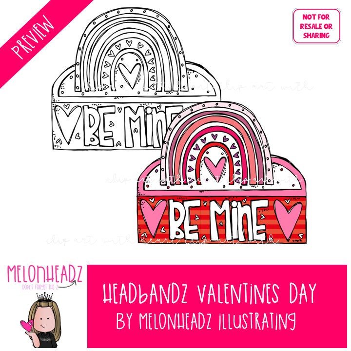 Headbandz clip art, Valentine's Day, toppers COMBO PACK - Image 2