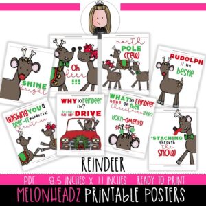 Reindeer Posters, Christmas PRINTABLE