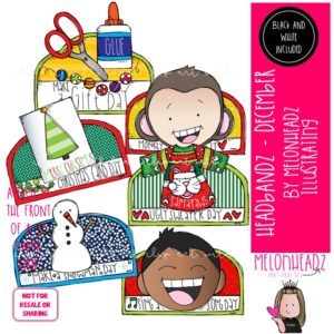 Headbandz December toppers clip art, Christmas, Winter COMBO PACK