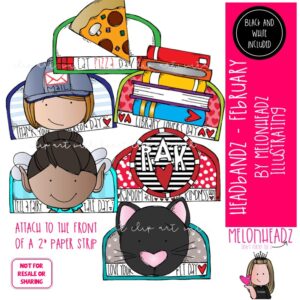 Headbandz clip art, February holidays, toppers COMBO PACK