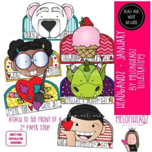 Headbandz clip art, Valentine's Day, toppers COMBO PACK