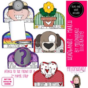 Headbandz clip art, March holidays, toppers COMBO PACK