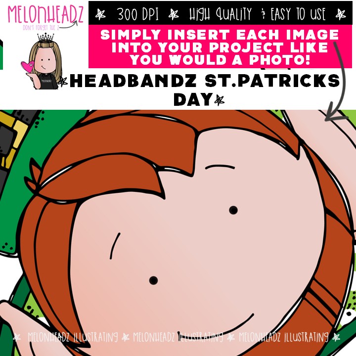 Headbandz clip art, St. Patrick's Day, toppers COMBO PACK - Image 3