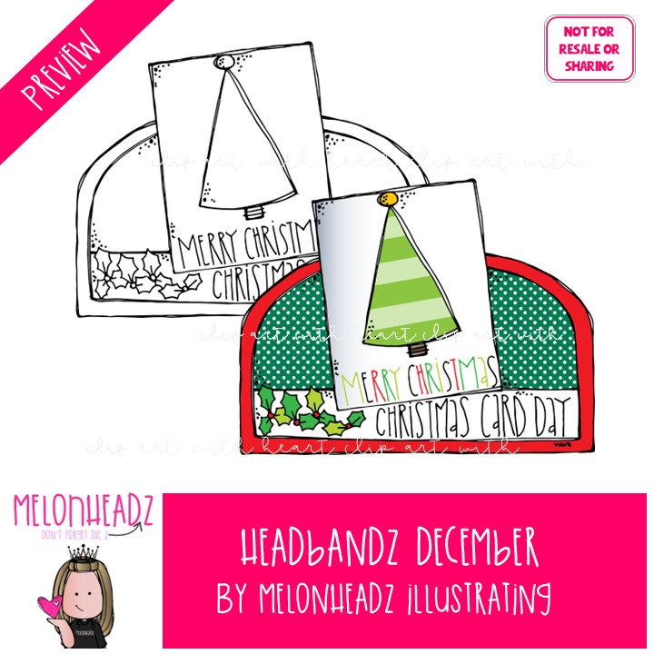 Headbandz December toppers clip art, Christmas, Winter COMBO PACK - Image 2