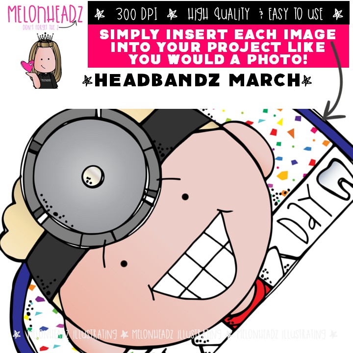 Headbandz clip art, March holidays, toppers COMBO PACK - Image 3