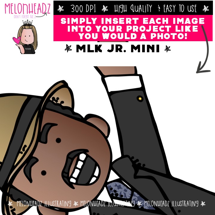 MLK Jr. clip art, Martin Luther King, Historical Figure Mini - Image 3