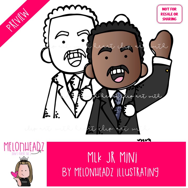 MLK Jr. clip art, Martin Luther King, Historical Figure Mini - Image 2