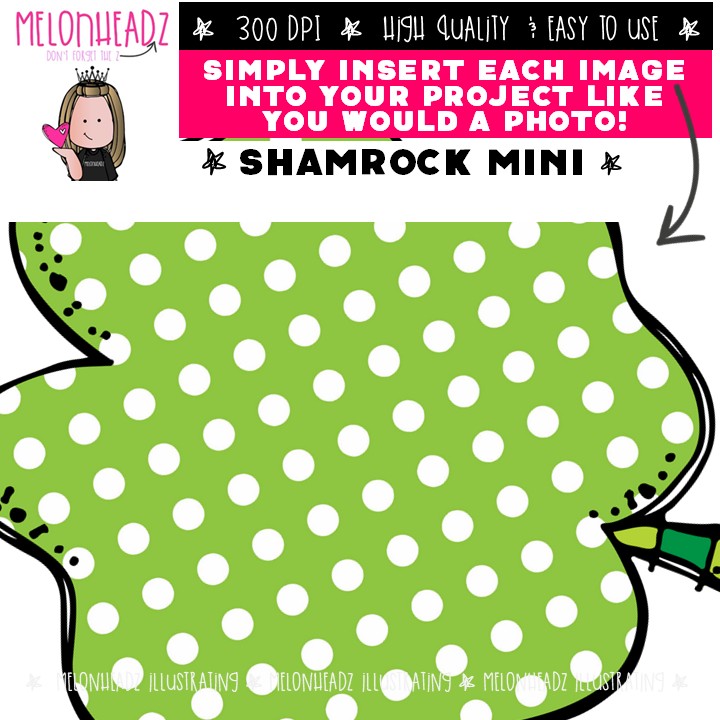 Shamrock clip art, St. Patrick's Day, SINGLE IMAGE - Image 3