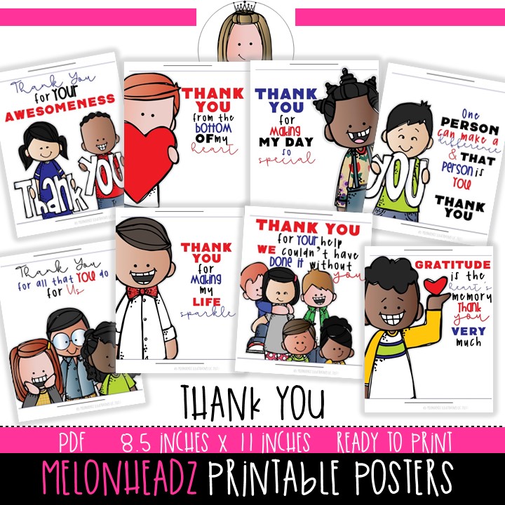 Thank You Posters – PRINTABLE - Melonheadz Illustrating