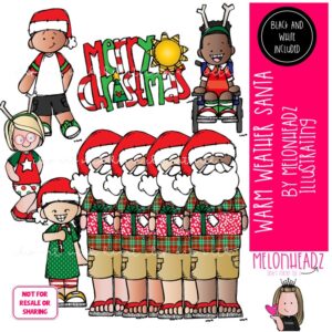 Warm weather Santa clip art, Christmas clip art Mini
