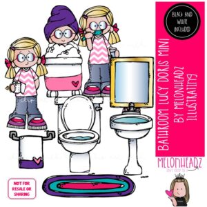 Bathroom clip art, Lucy Doris, Melonheadz Character, hygiene MINI