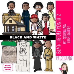 Black History Month 2 clip art, Historical Figures BLACK AND WHITE