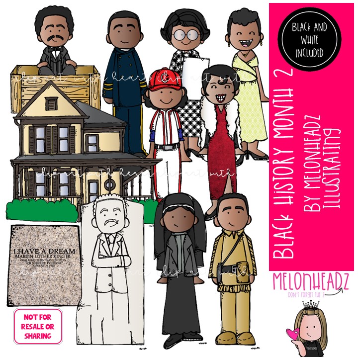 Black History Month 2 clip art, Historical Figures COMBO PACK