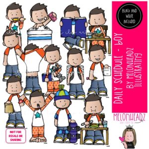 Daily Schedule clip art, boy, task, sequence COMBO PACK