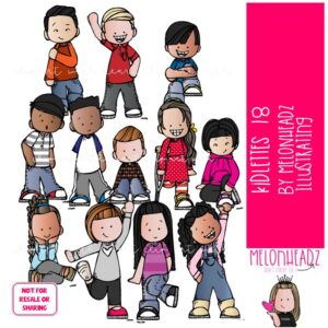Kidlettes clip art 18, kids clip art COLORED Version
